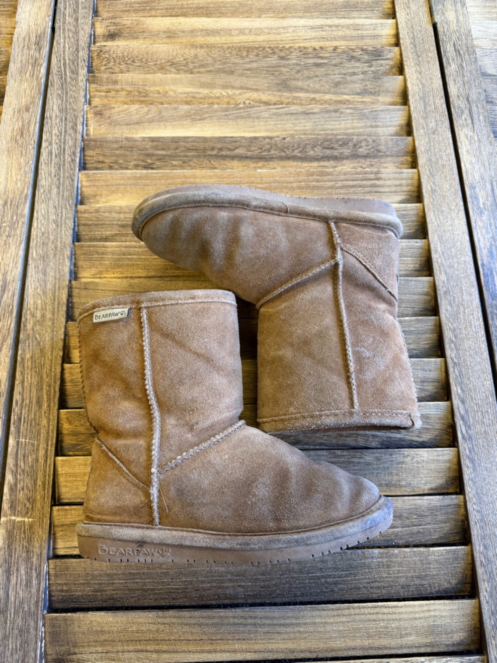BearPaw Kids Chestnut Brown Tan Suede Elle Winter Boots Girls Size 13